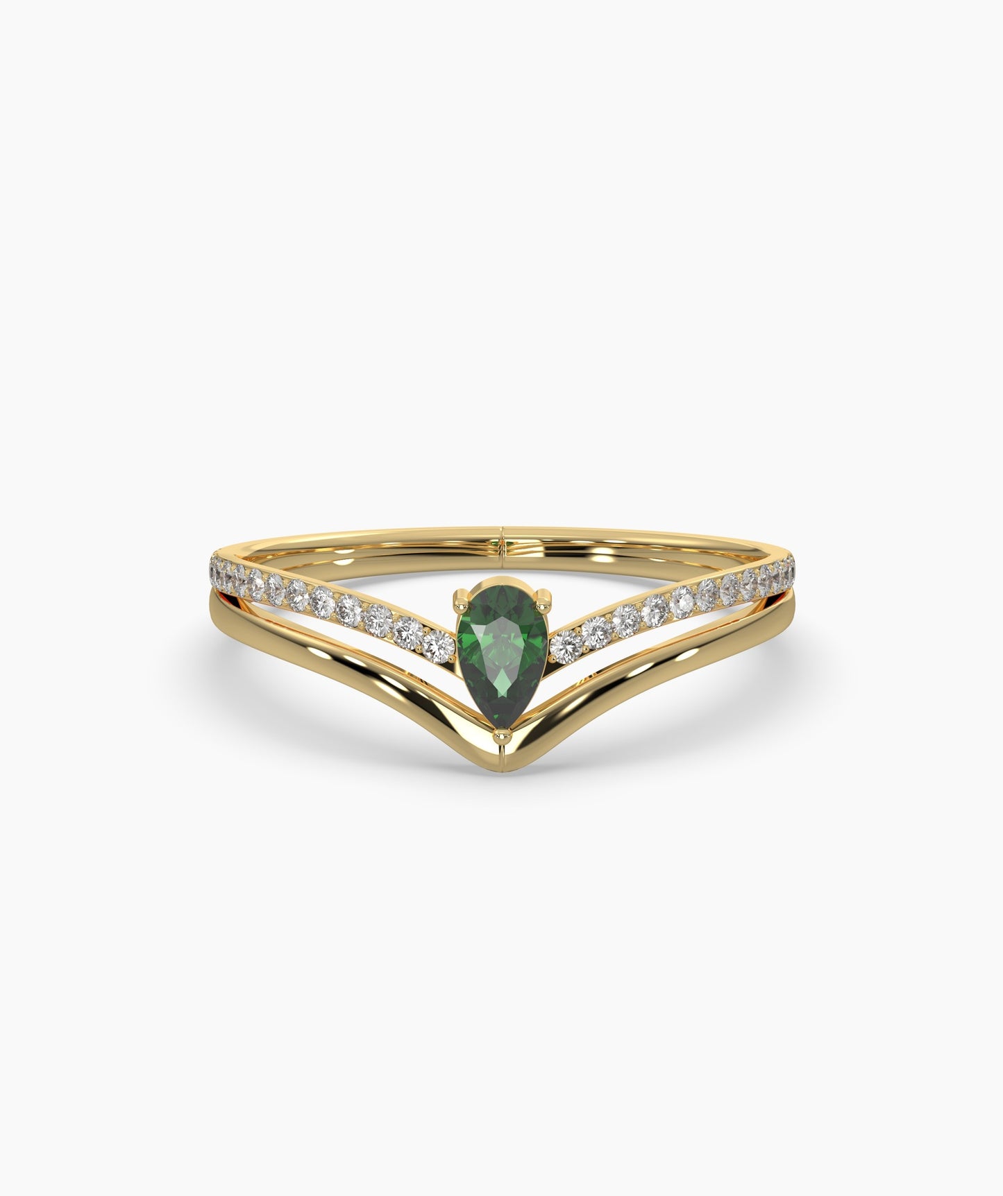 14K Gold Green Diamond Ring