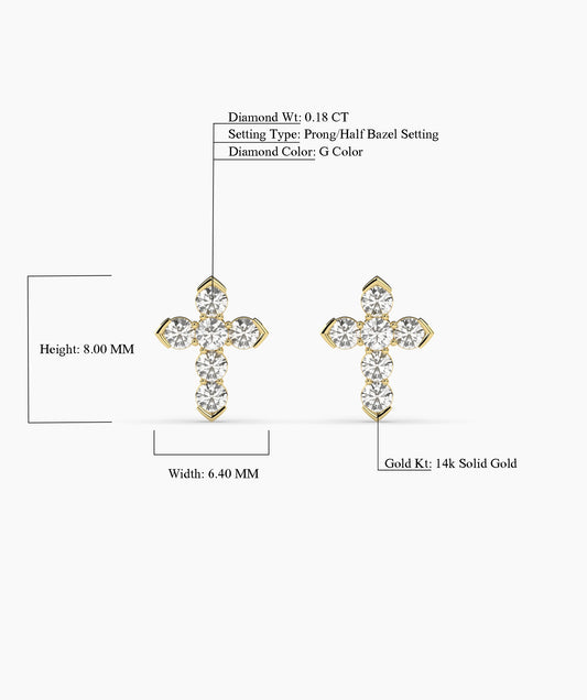 Dainty Diamond Cross Stud Earrings