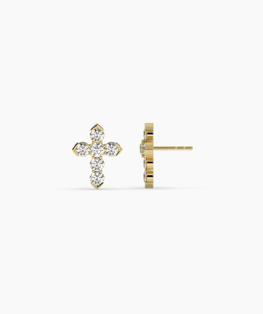 Dainty Diamond Cross Stud Earrings