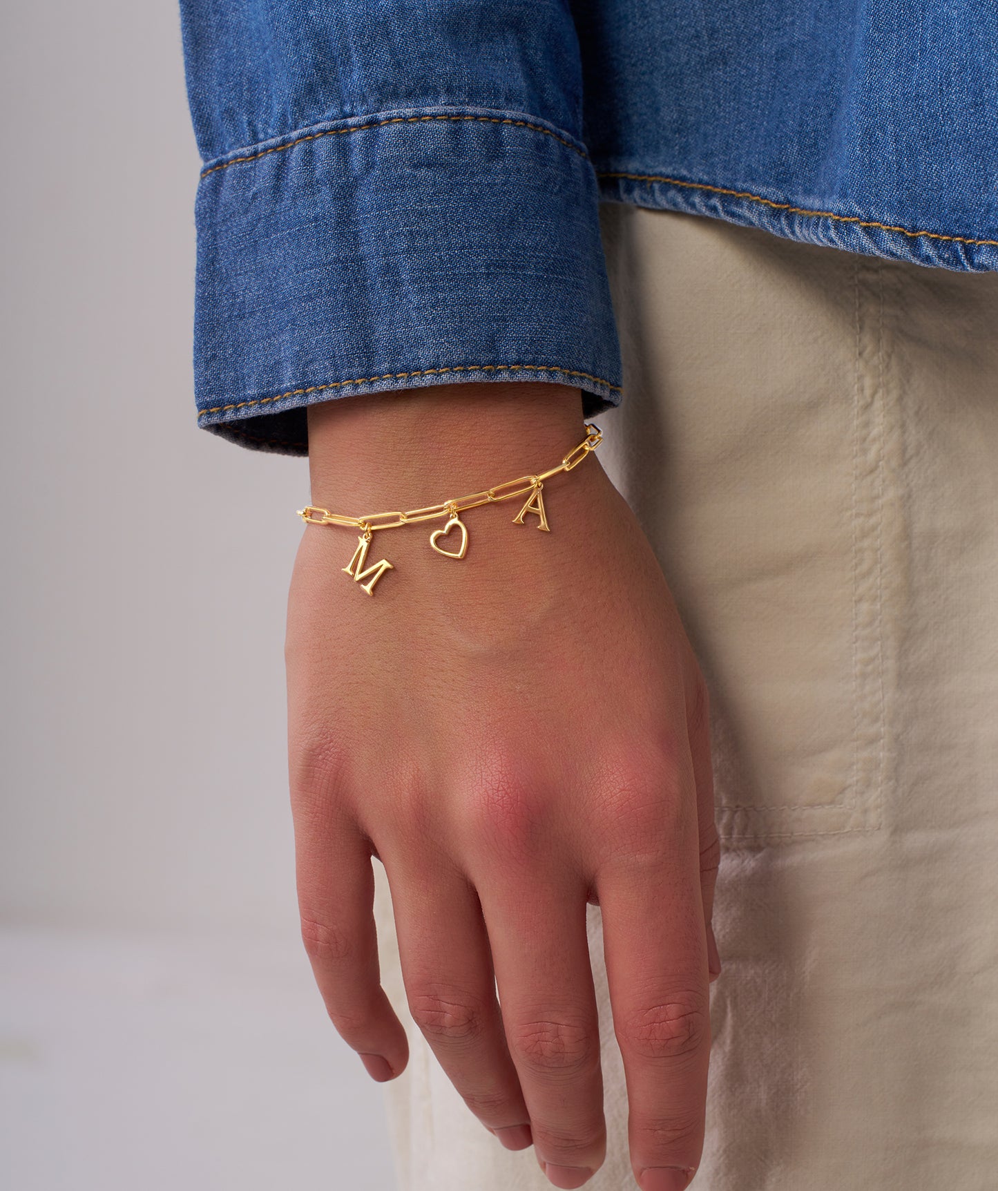 Personalized Charm 14K Gold Bracelet