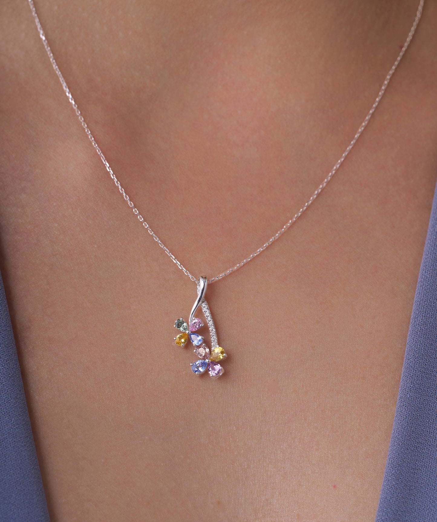 Rainbow Bloom 14K Gold Necklace