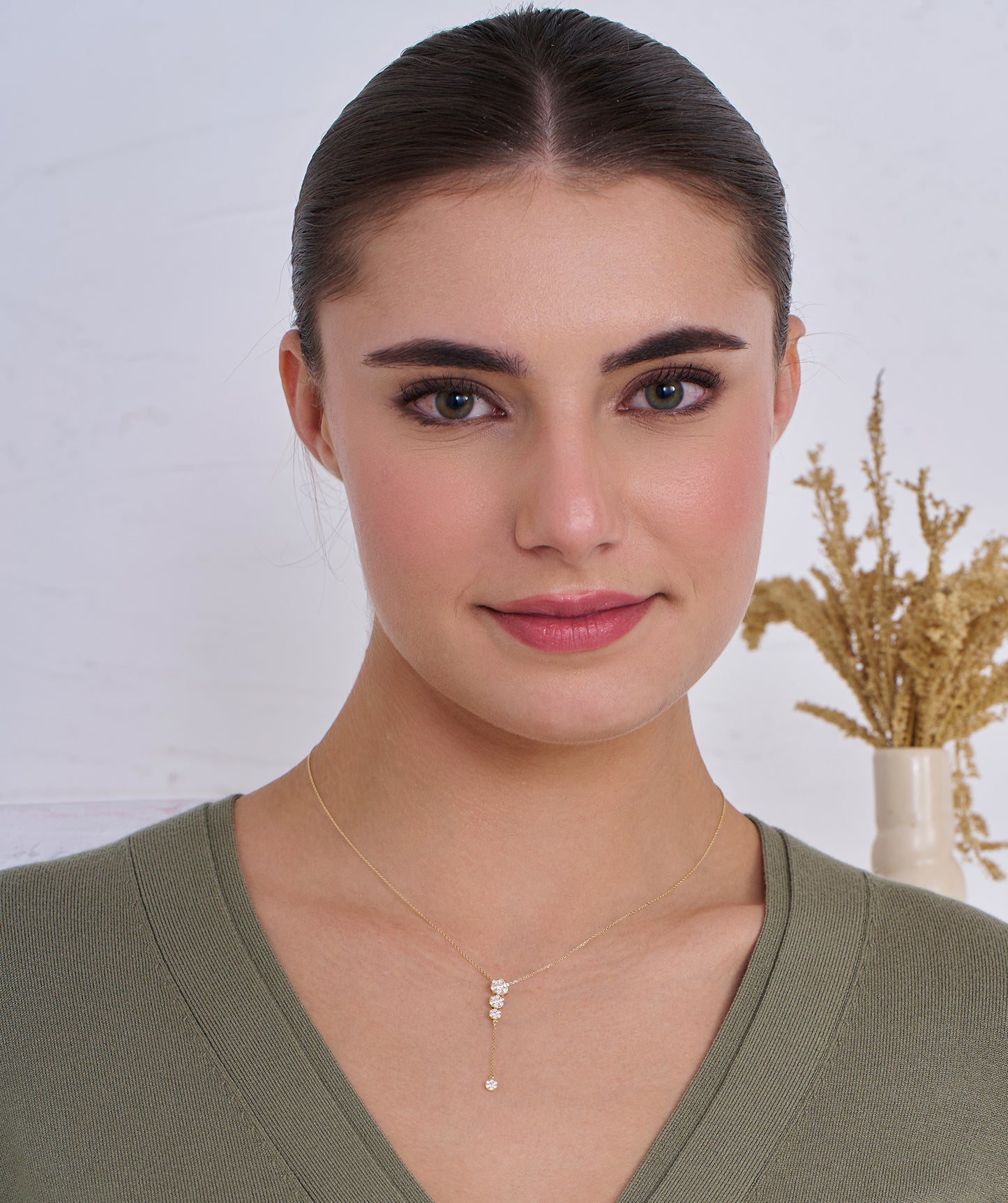 14K Gold Diamond Drop Necklace