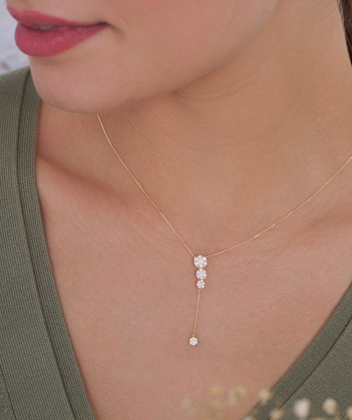 14K Gold Diamond Drop Necklace