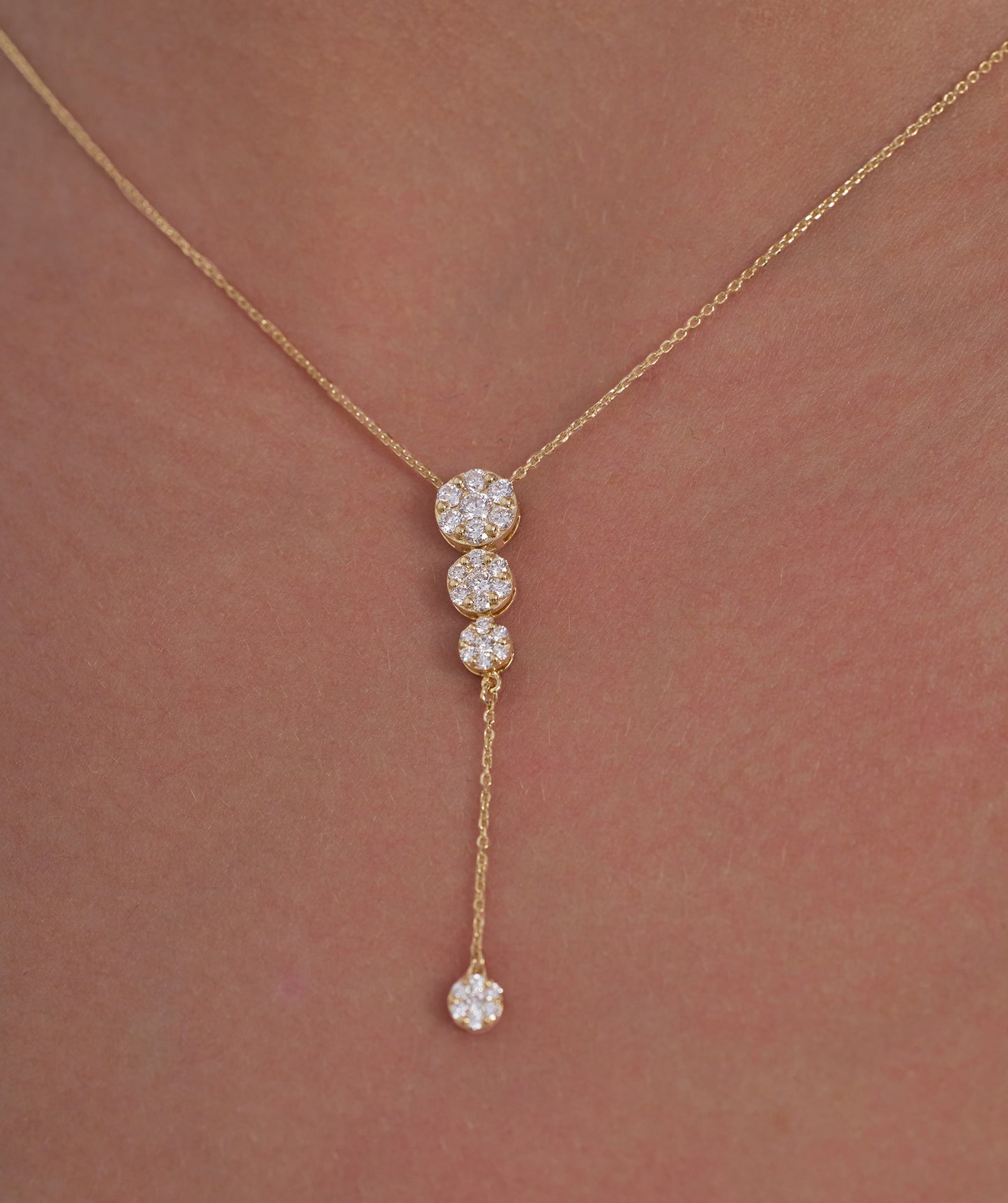 14K Gold Diamond Drop Necklace