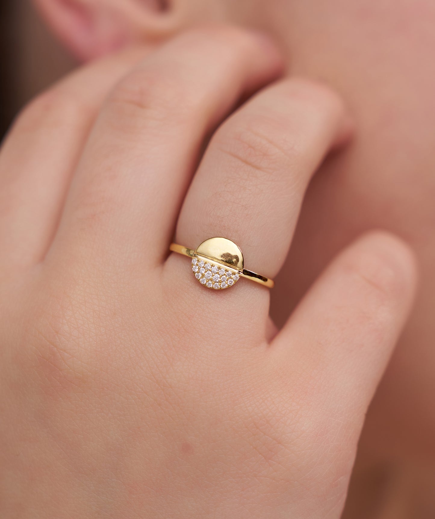 14K Gold Diamond Pavé Ring