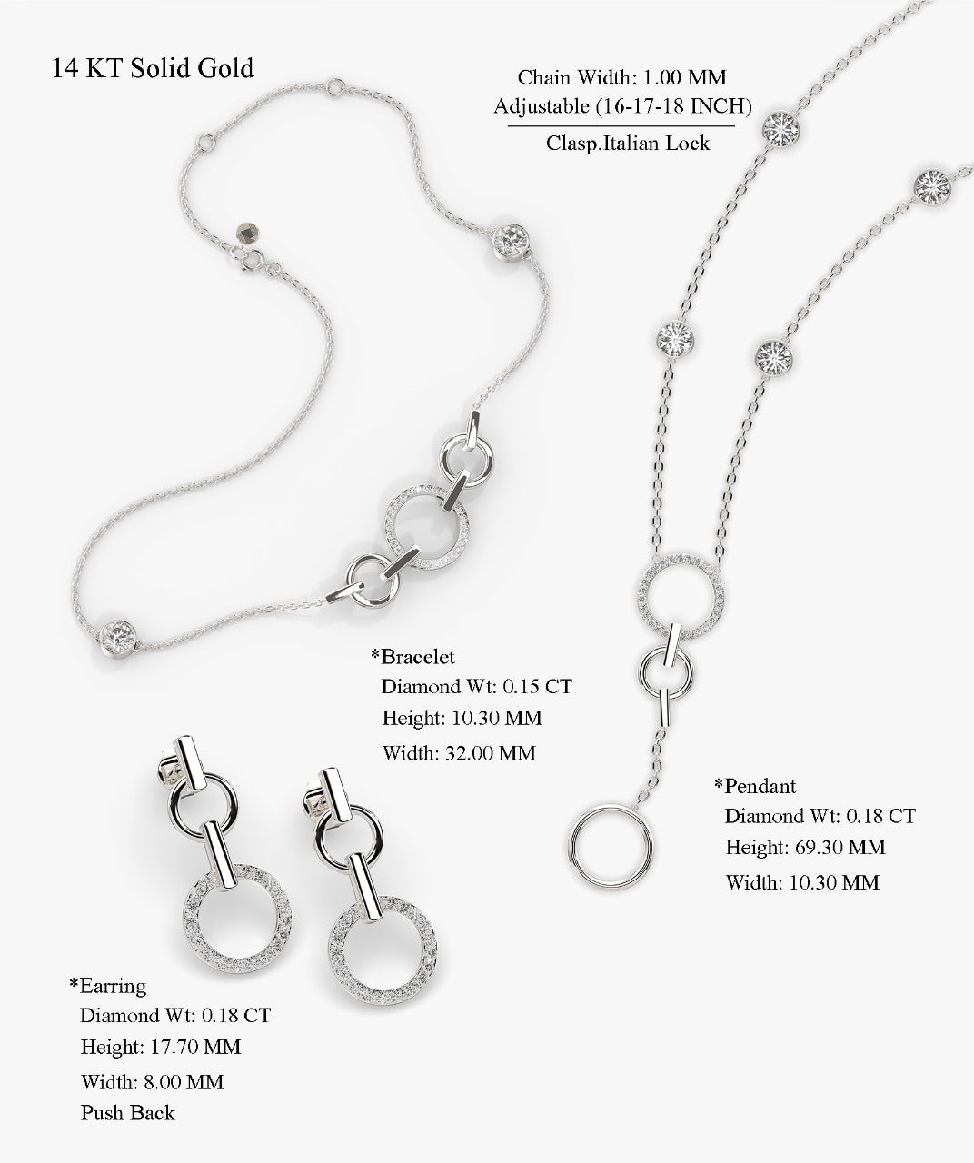 14k Gold Diamond Circle Jewelry Set