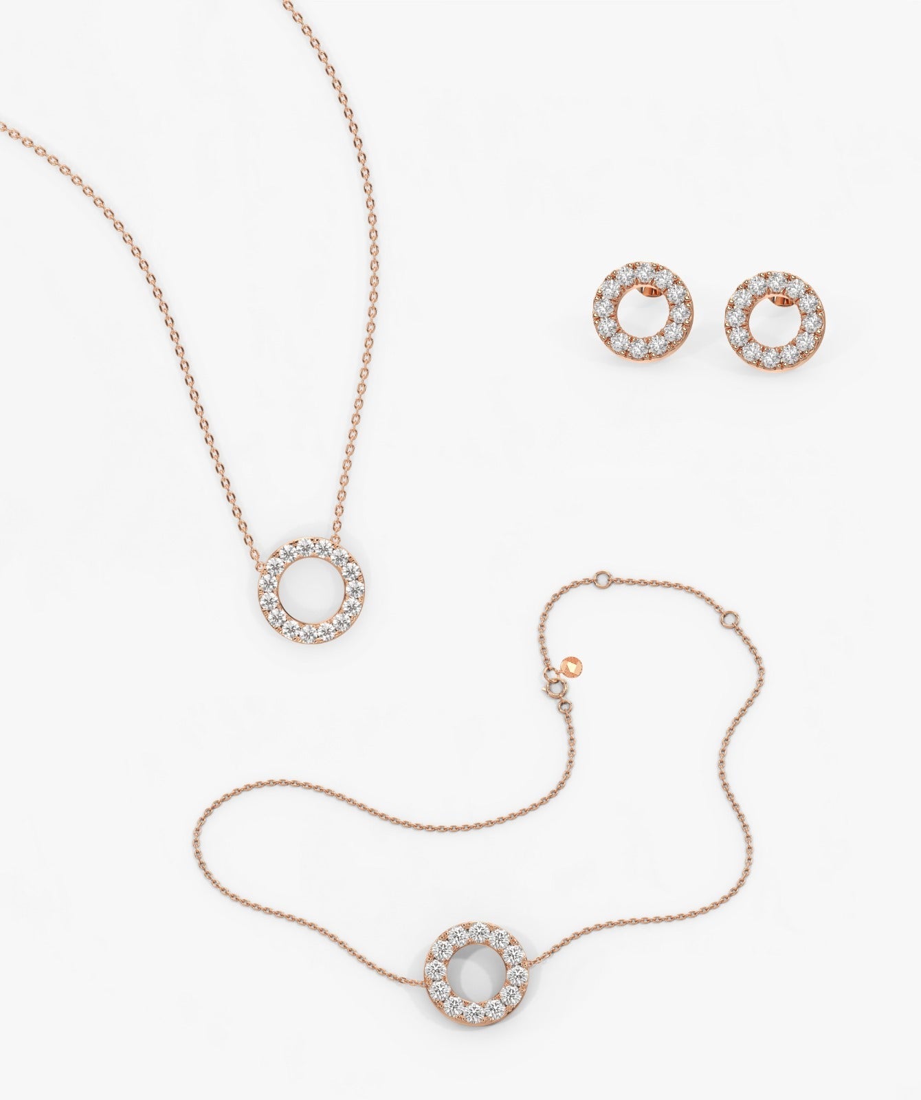 14K Gold Diamond Circle Jewelry Set