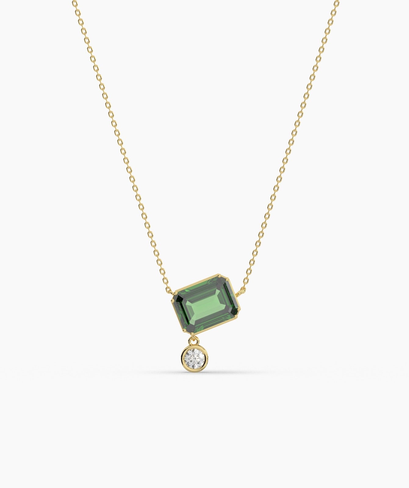 Emerald Cut Green Diamond Pendant Necklace