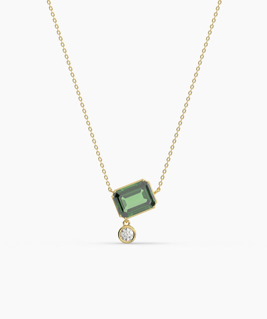 Emerald Cut Green Diamond Pendant Necklace