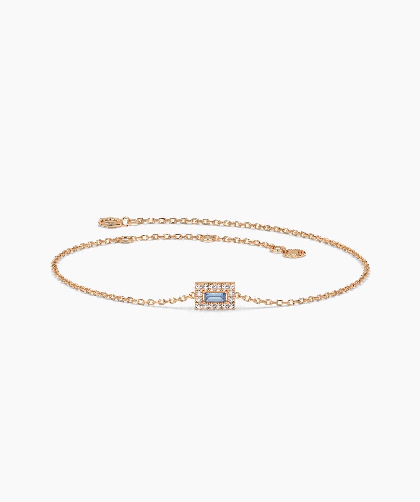 Blue Baguette Diamond Halo Bracelet
