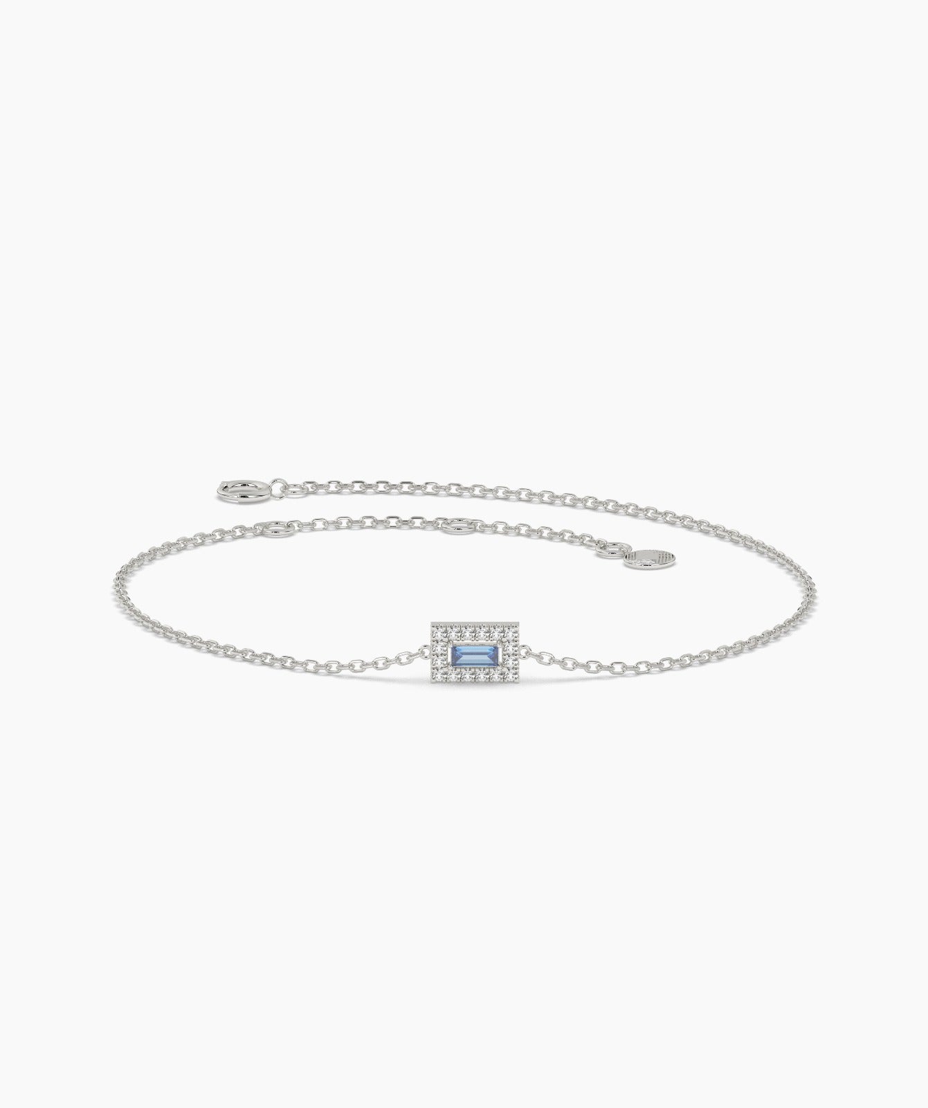 Blue Baguette Diamond Halo Bracelet