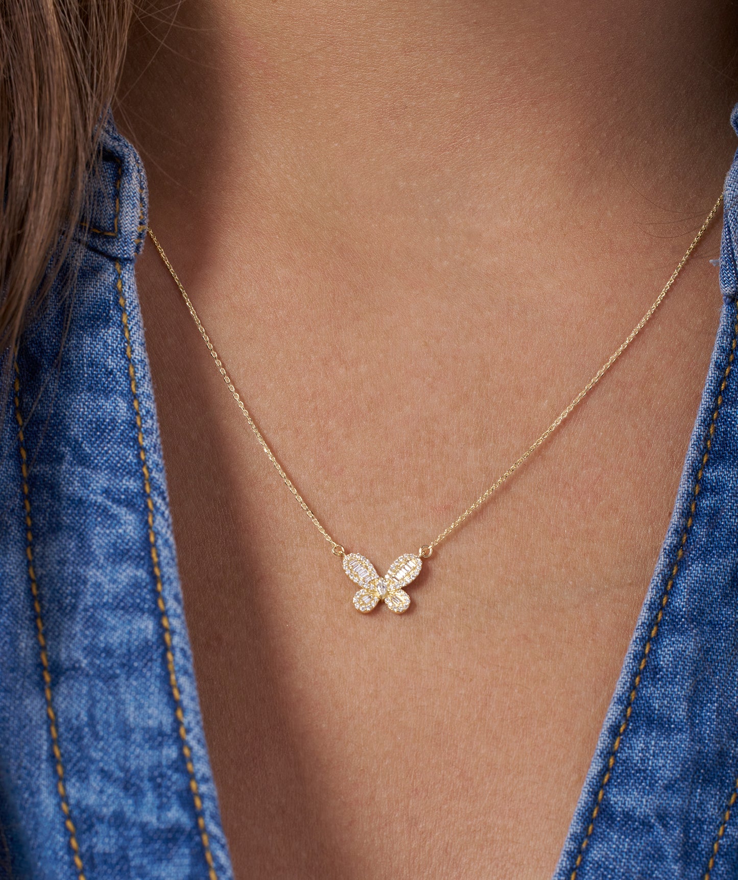 Diamond Butterfly Pendant Necklace