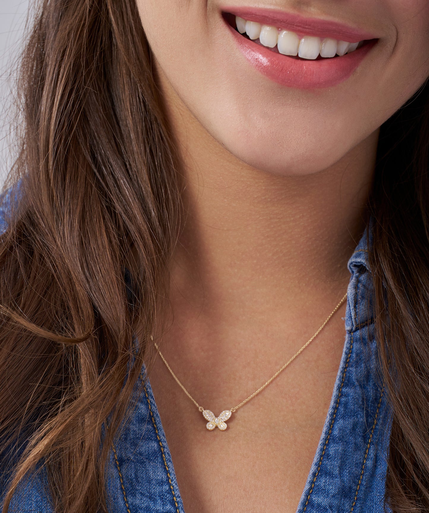Diamond Butterfly Pendant Necklace