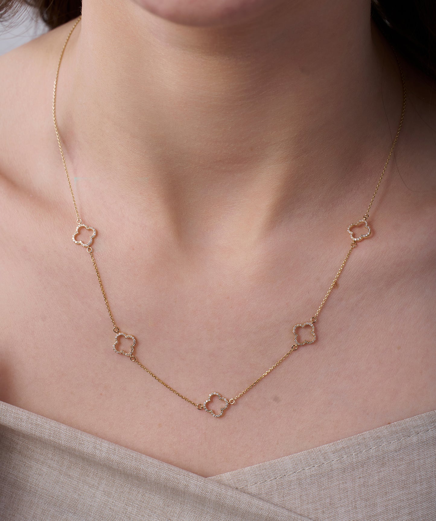 Diamond Quatrefoil Jewelry Set