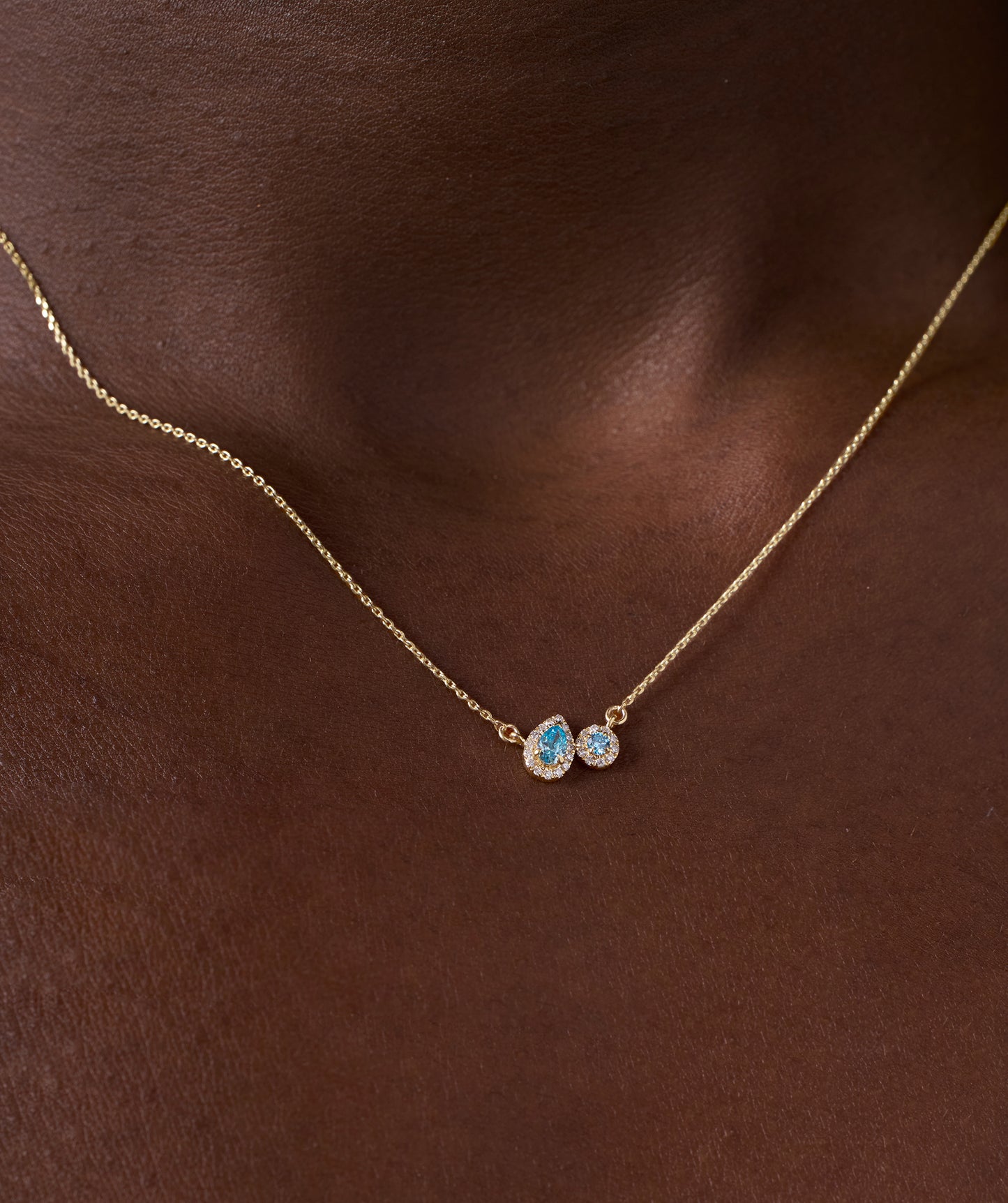 Dazzling Blue Duo Gold Necklace