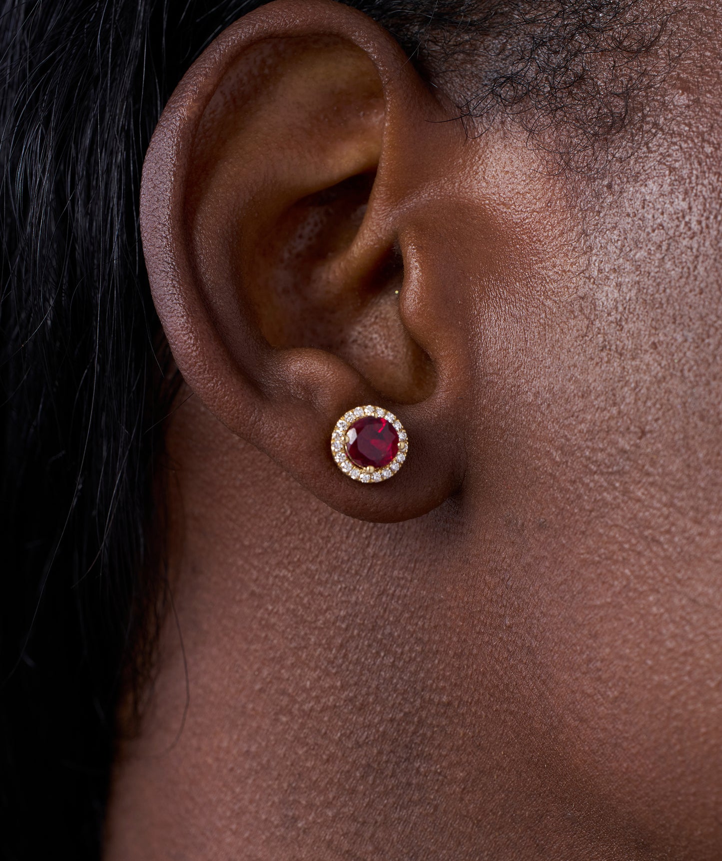 Elegant Ruby Circle Studs