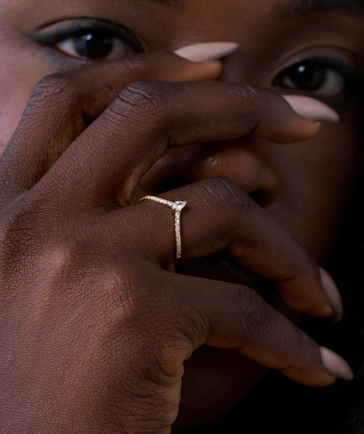 Pear Diamond Chevron Ring