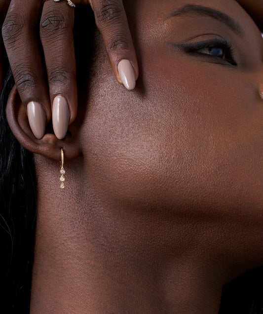 Linear Diamond Drop Huggie Earrings