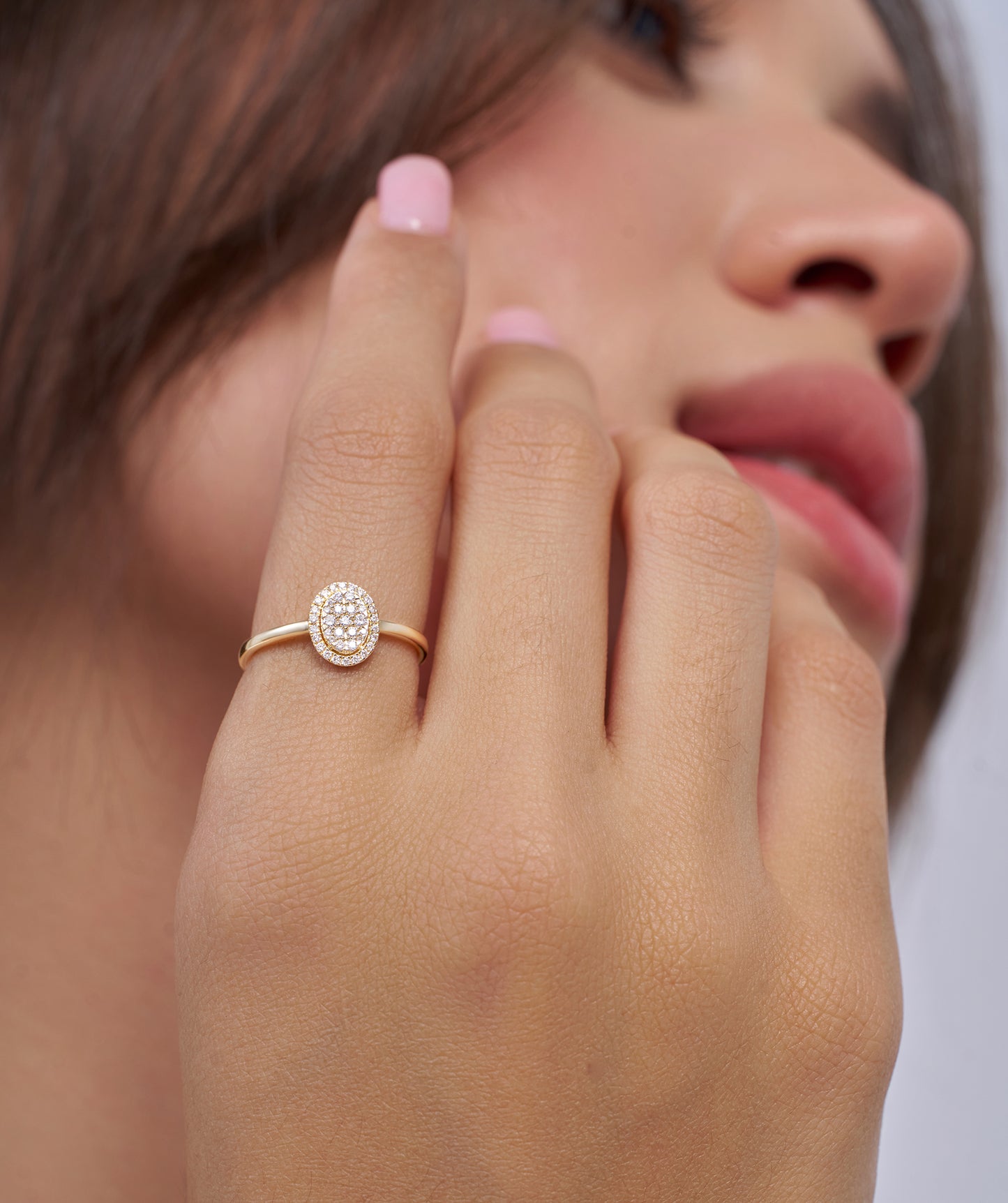 Oval Halo Natural Diamond Ring