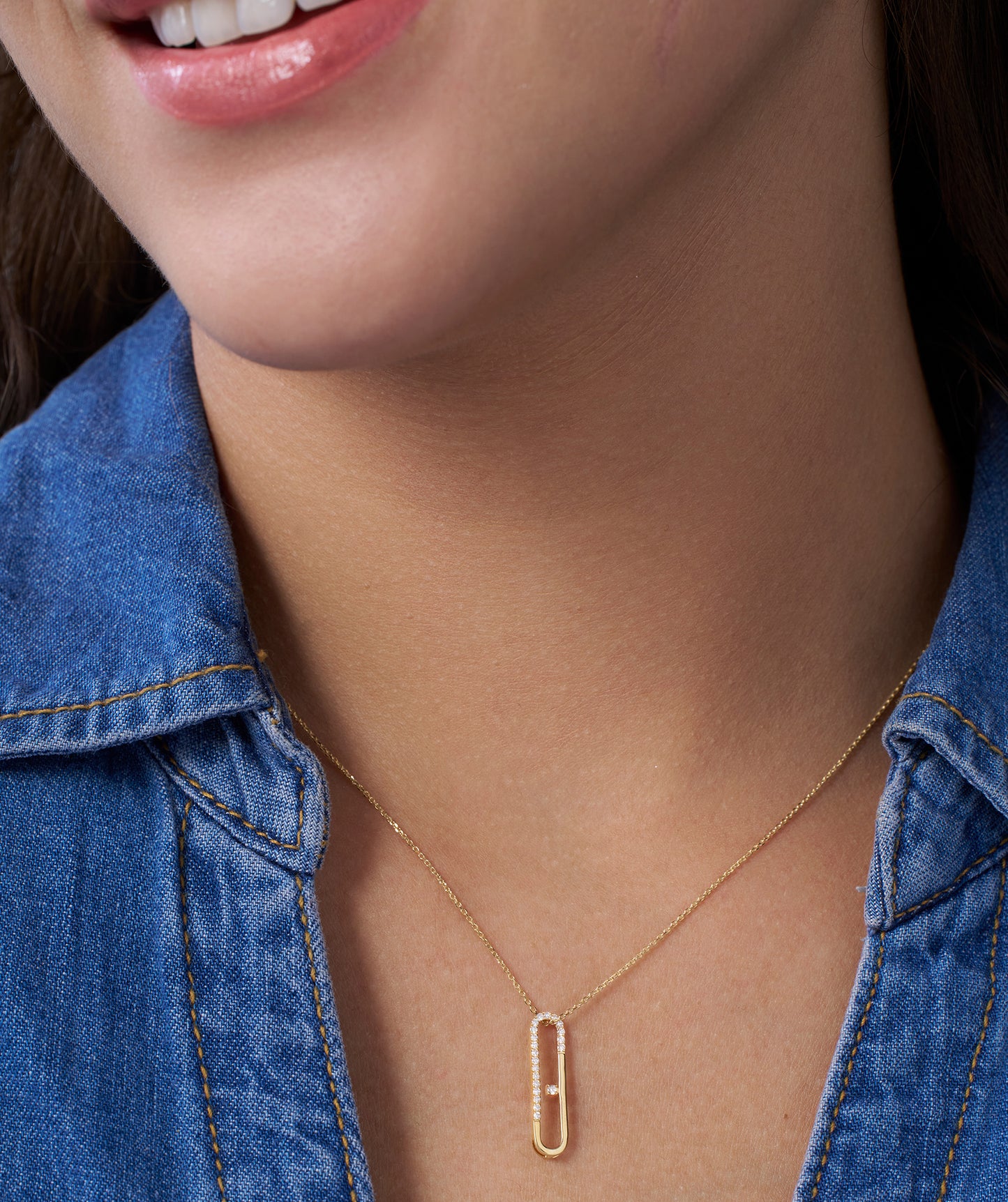 Minimalist Diamond Clip Pendant