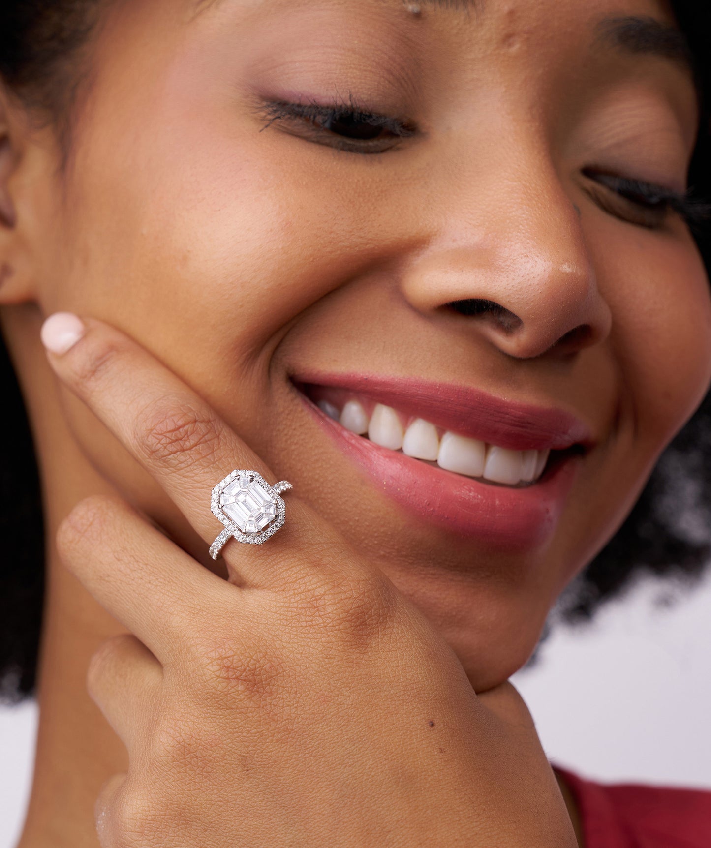 Pie Cut Emerald Diamond Cluster Octagon Halo Pave Engagement Ring in 14K Gold