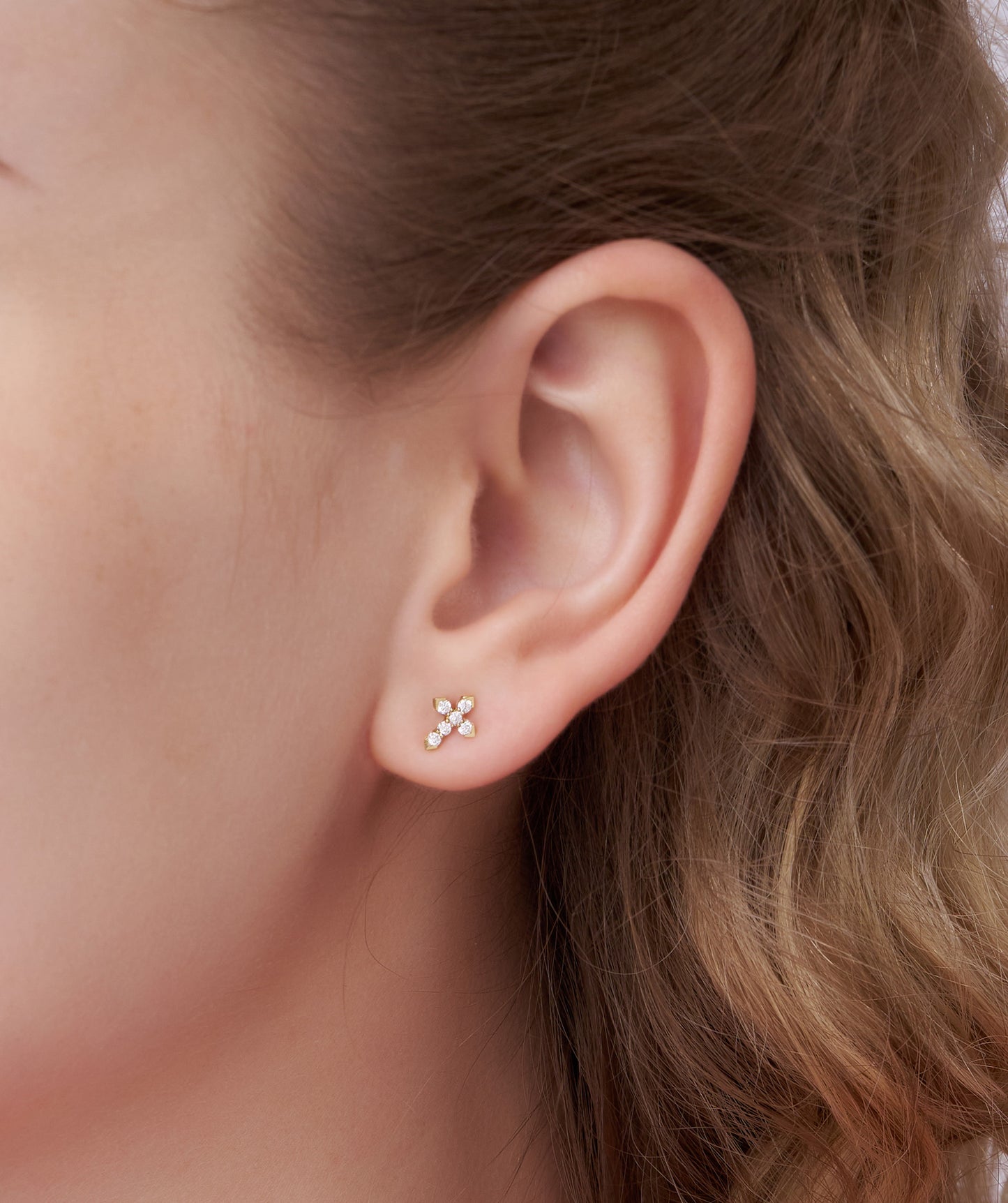 14K Gold Diamond Cross Jewelry Set