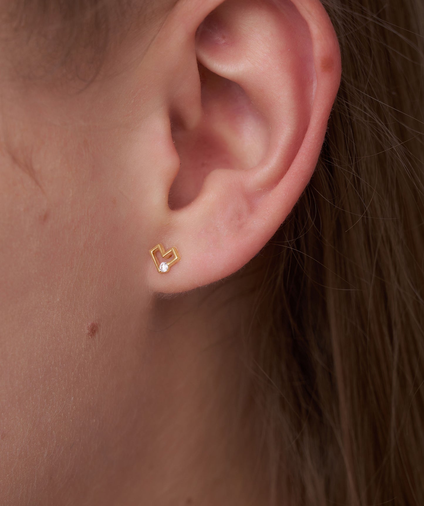Modern Heart Stud Earrings