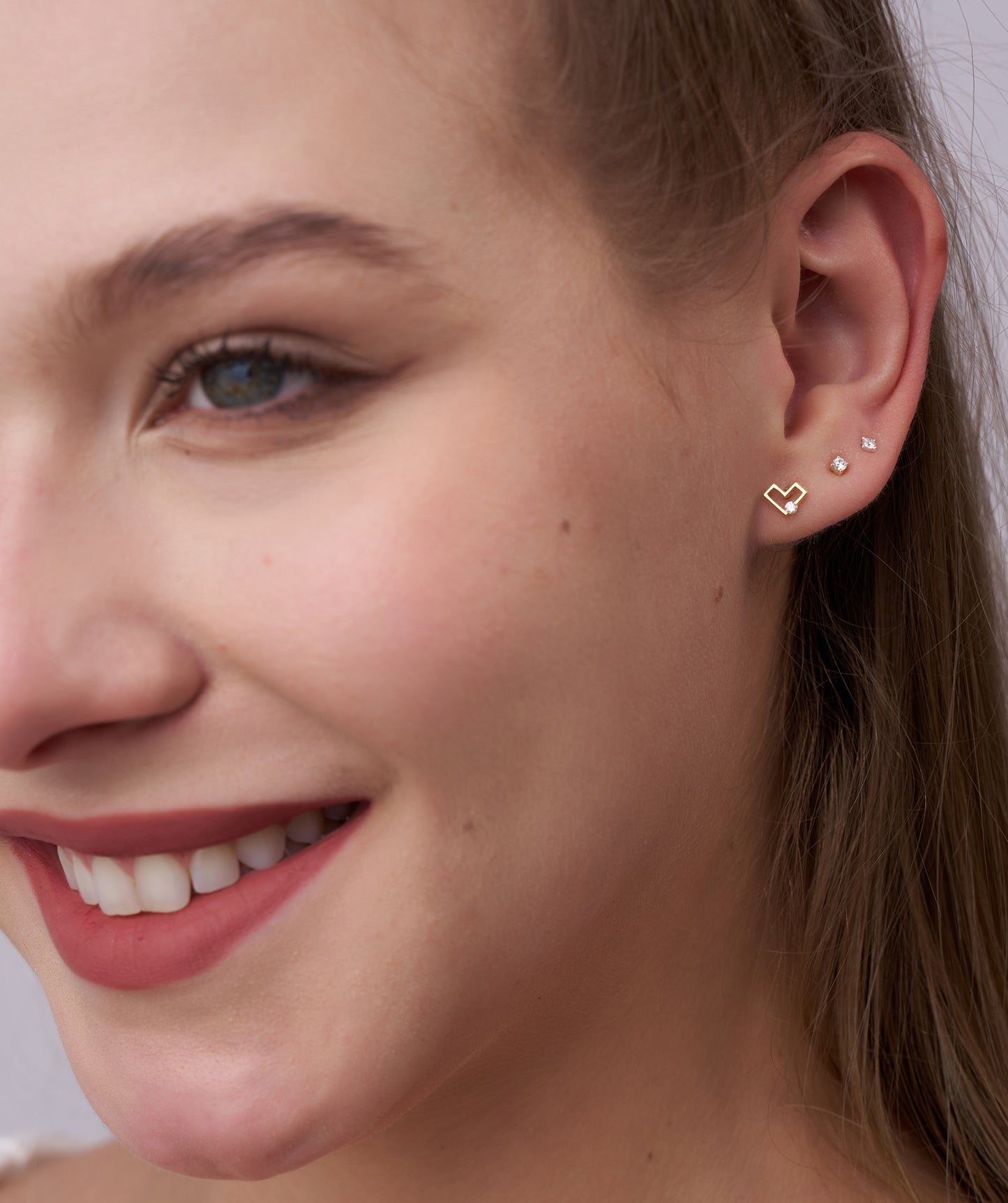 Modern Heart Stud Earrings
