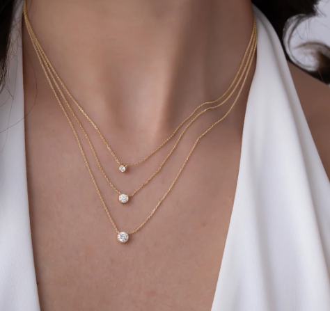 Bezel Set Round Solitaire Diamond Necklace