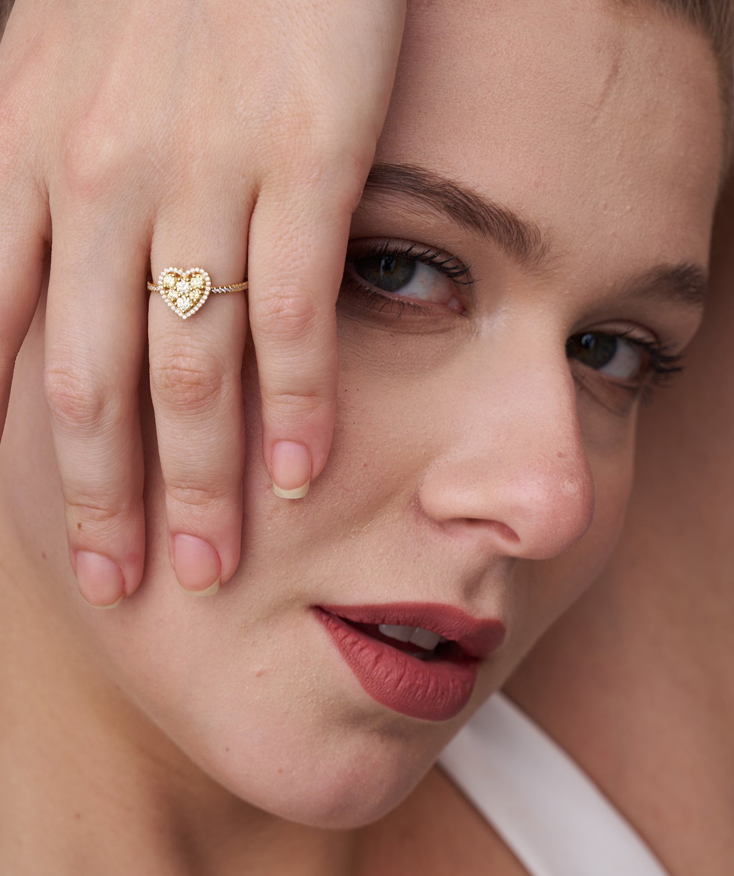 Yellow Diamond Heart Halo Ring