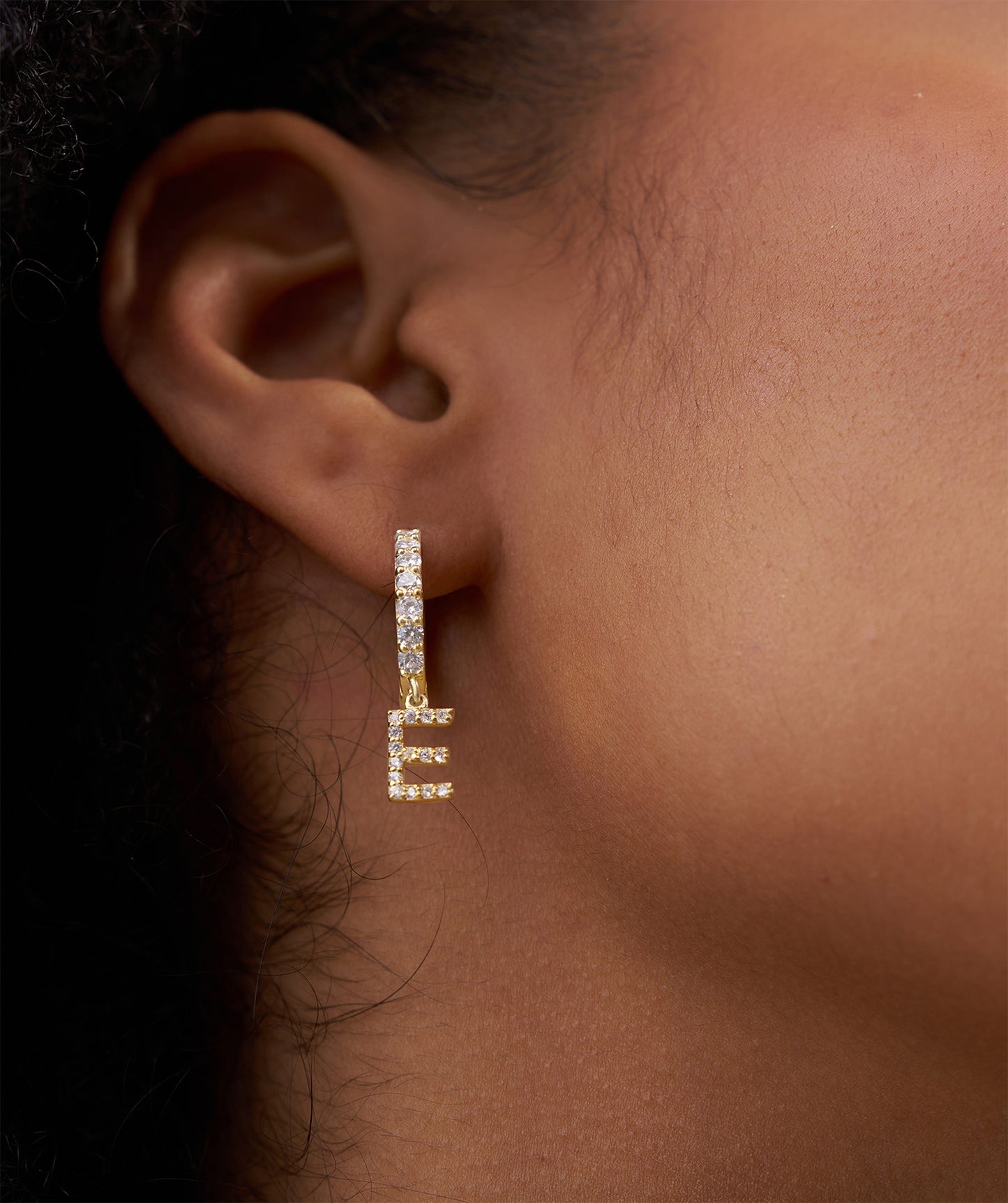 Custom Initial Diamond Hoop Earrings