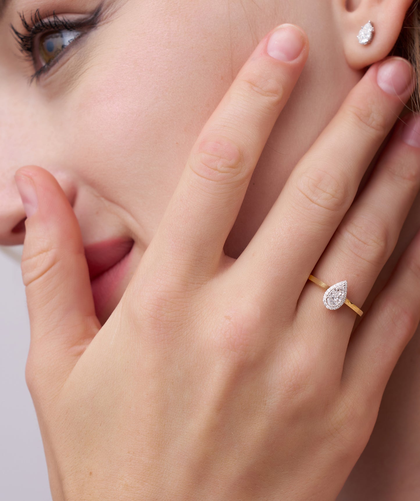 14K Gold Pear Engagement Ring