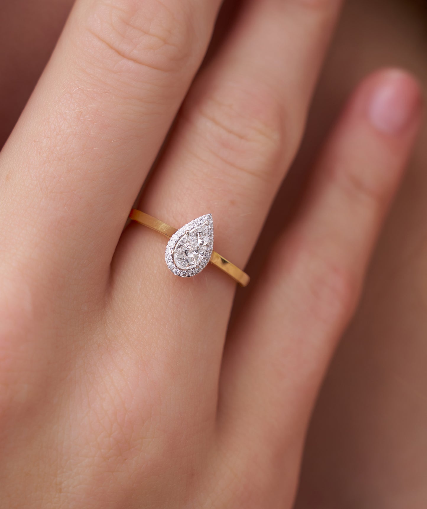 14K Gold Pear Engagement Ring