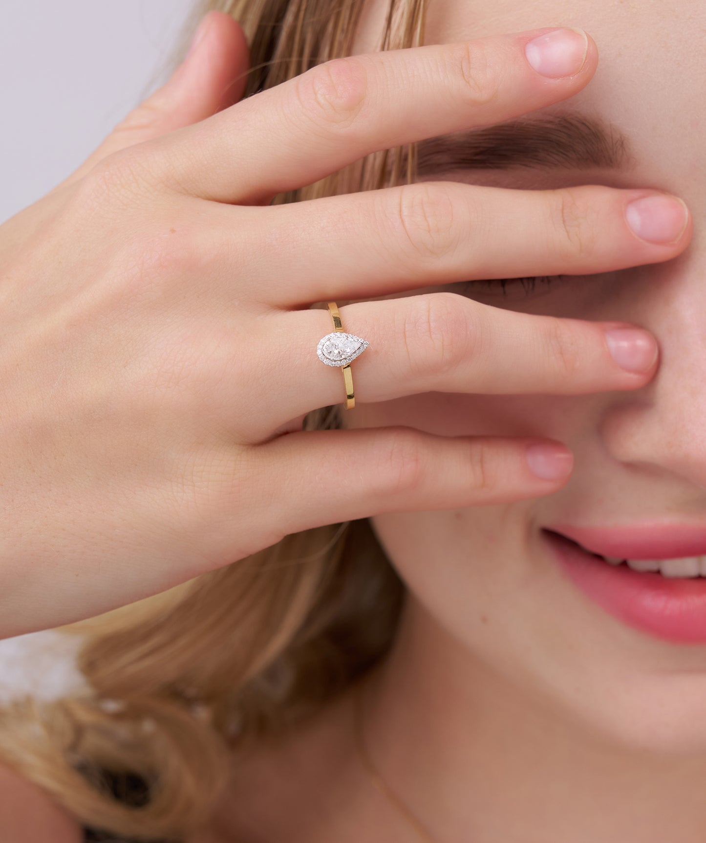 14K Gold Pear Engagement Ring