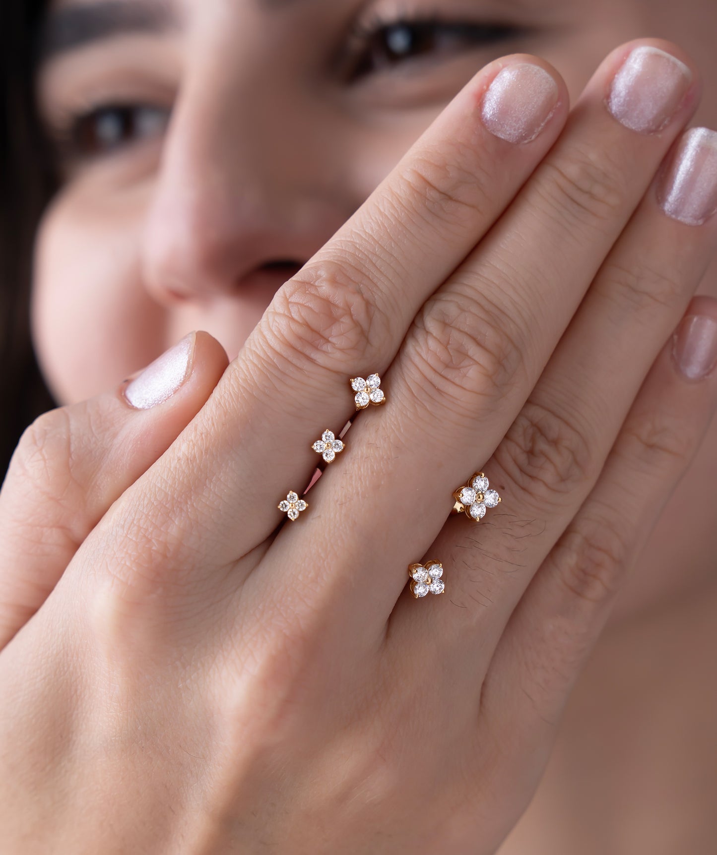 Floral Cluster Diamond Stud Earrings