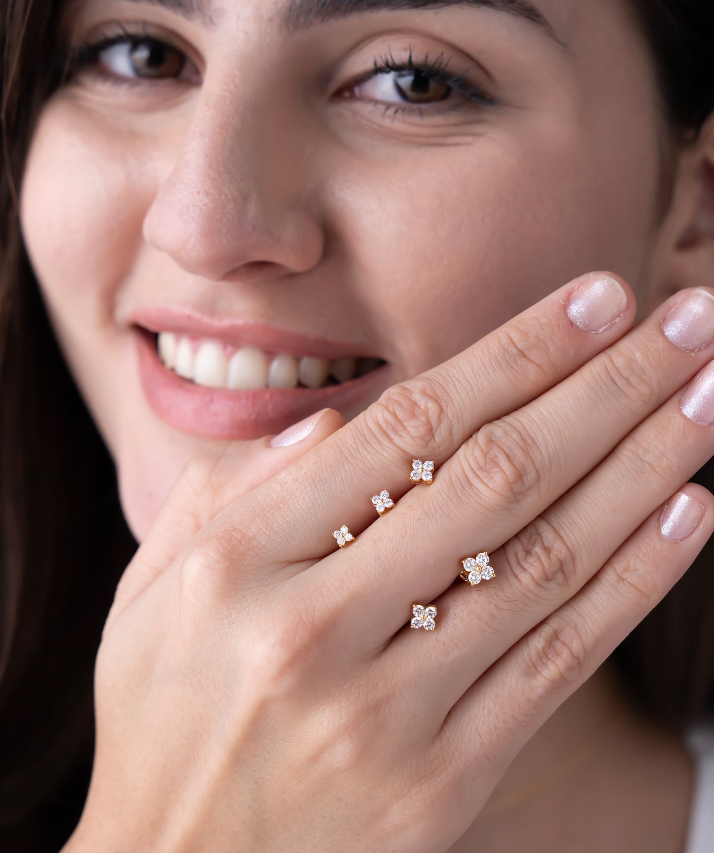 Floral Cluster Diamond Stud Earrings