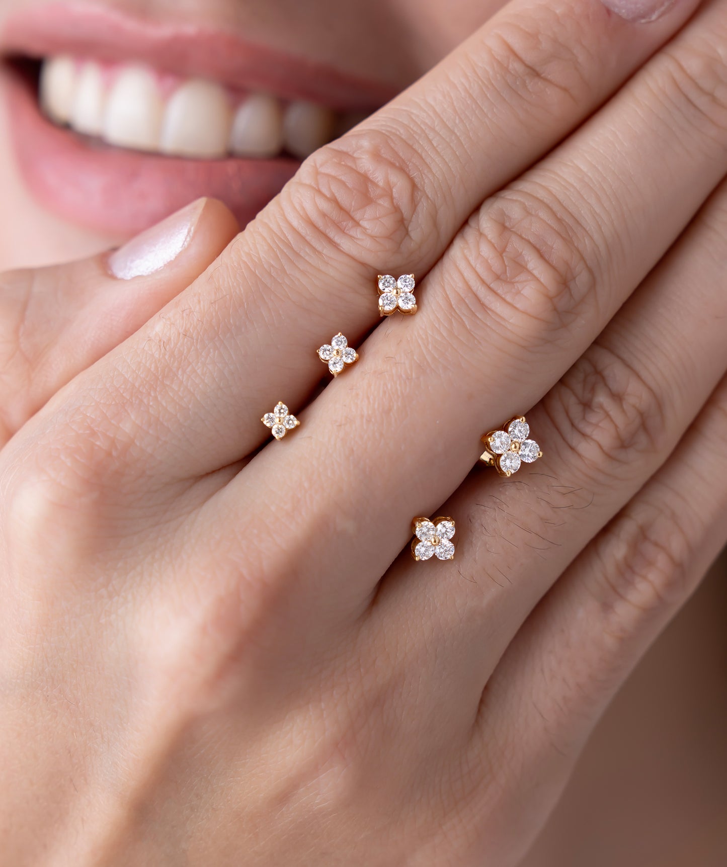 Floral Cluster Diamond Stud Earrings