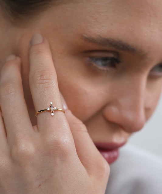 Cross-Inspired Gemstone Ring
