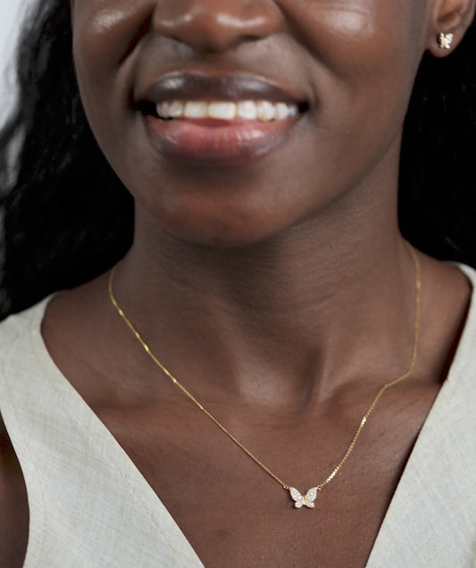 Diamond Butterfly Pendant Necklace