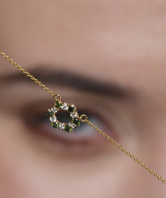 Emerald & Diamond Circle Necklace
