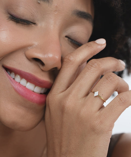 Gold Ring with Diamond Cluster