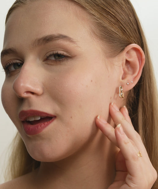 Geometric Diamond Huggie Earrings