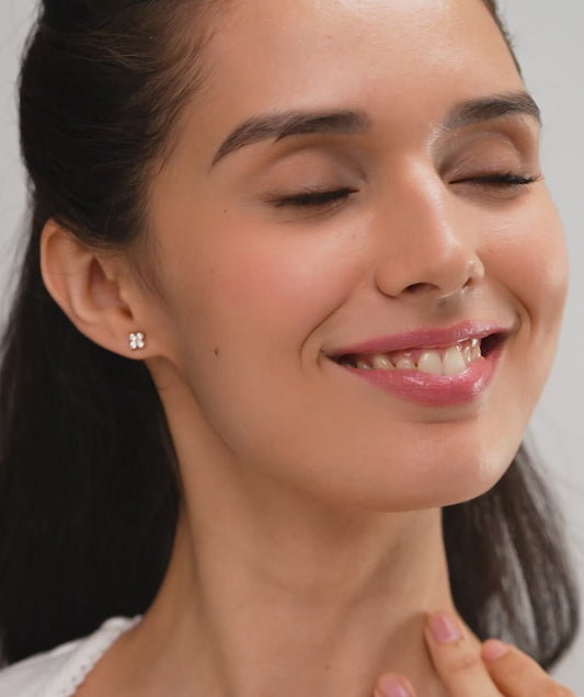 Floral Cluster Diamond Stud Earrings
