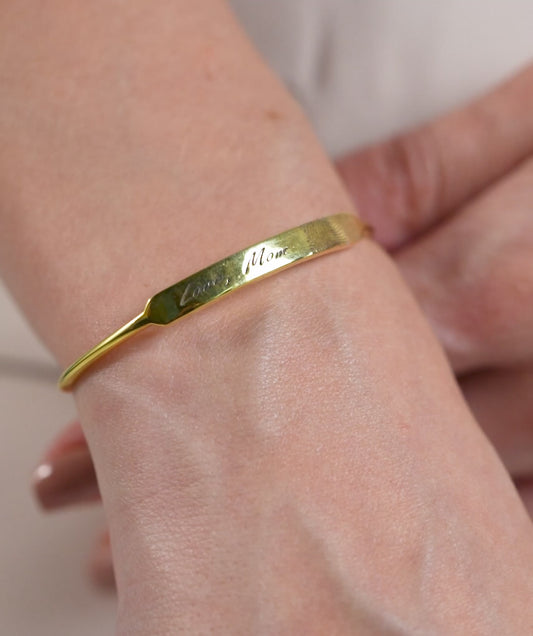 Engraved 14K Gold Cuff Bracelet