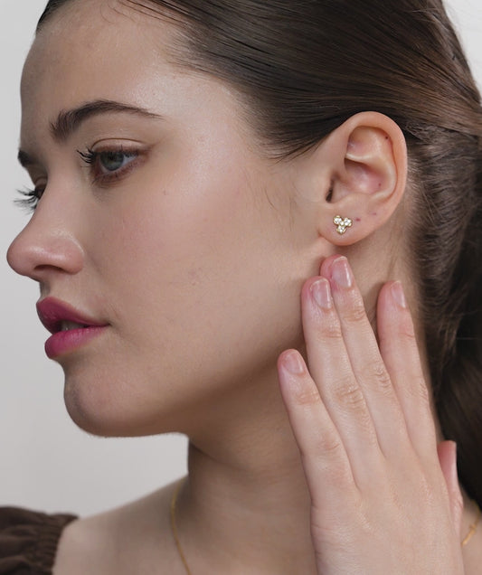 Diamond Floral Stud Earrings
