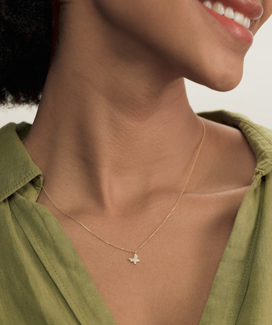 Sparkling Wings 14K Gold Butterfly Pendant