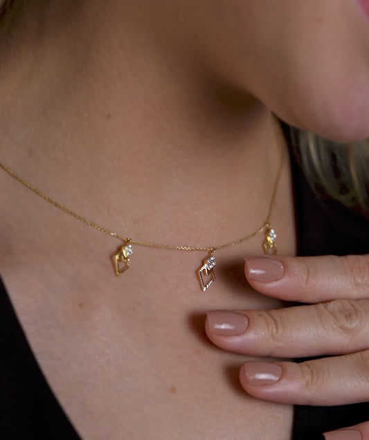 Geometric Charm Gold Necklace