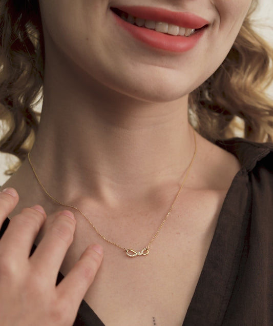 14K Gold Diamond Infinity Necklace