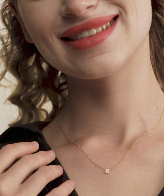 14K Gold Diamond Cluster Pendant