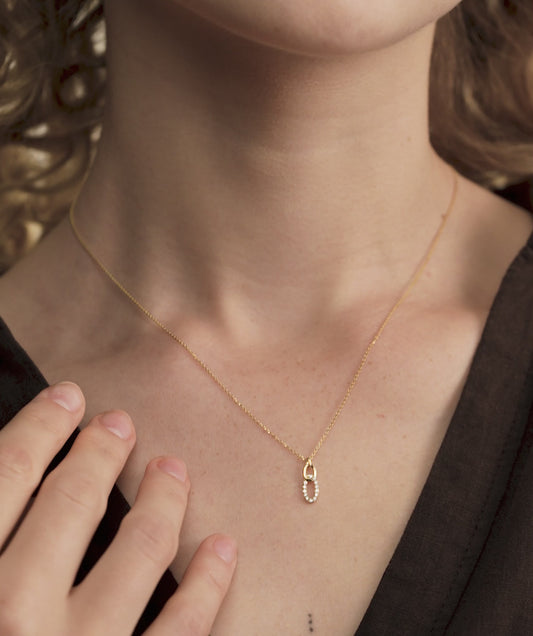 14k Gold Diamond Link Pendant